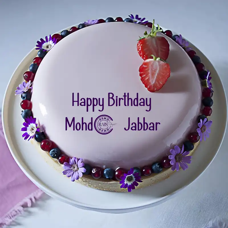 Happy Birthday Mohd. Jabbar Strawberry Flowers Cake